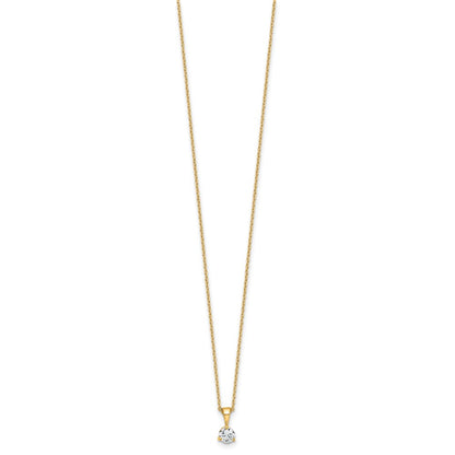 14k Yellow Gold 1/3 Ct. Lab Grown Diamond VS/SI+ G+ Three Prong 18 inch Solitare Pendant Necklace