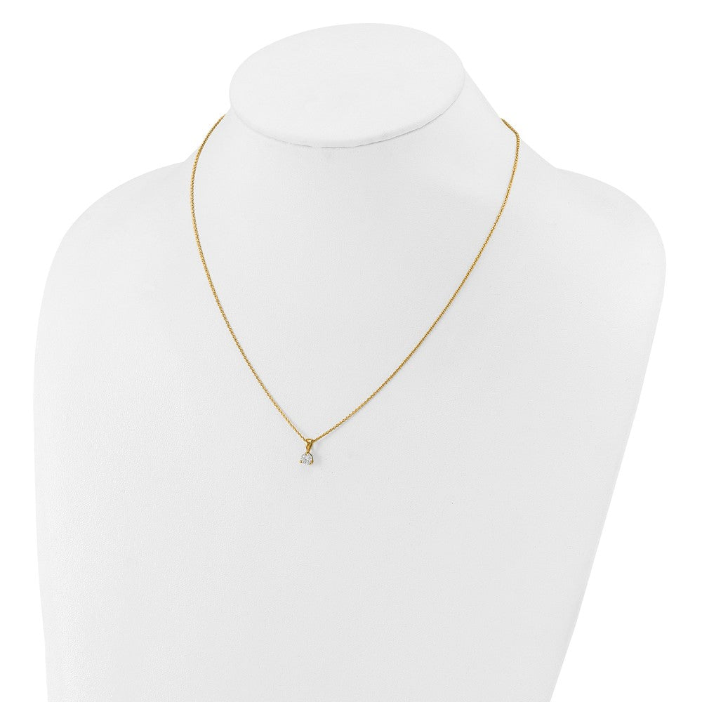 14k Yellow Gold 1/3 Ct. Lab Grown Diamond VS/SI+ G+ Three Prong 18 inch Solitare Pendant Necklace