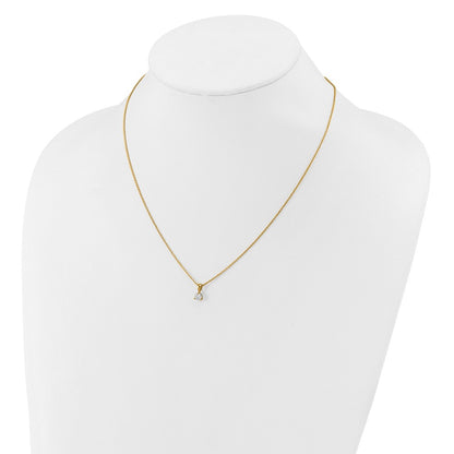 14k Yellow Gold 1/3 Ct. Lab Grown Diamond VS/SI+ G+ Three Prong 18 inch Solitare Pendant Necklace