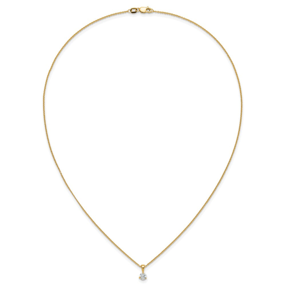 14k Yellow Gold 1/3 Ct. Lab Grown Diamond VS/SI+ G+ Three Prong 18 inch Solitare Pendant Necklace