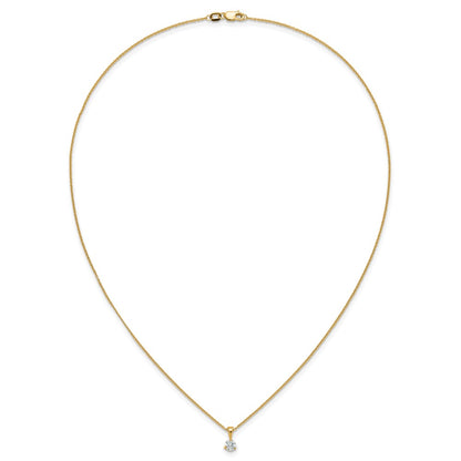 14k Yellow Gold 1/3 Ct. Lab Grown Diamond VS/SI+ G+ Three Prong 18 inch Solitare Pendant Necklace