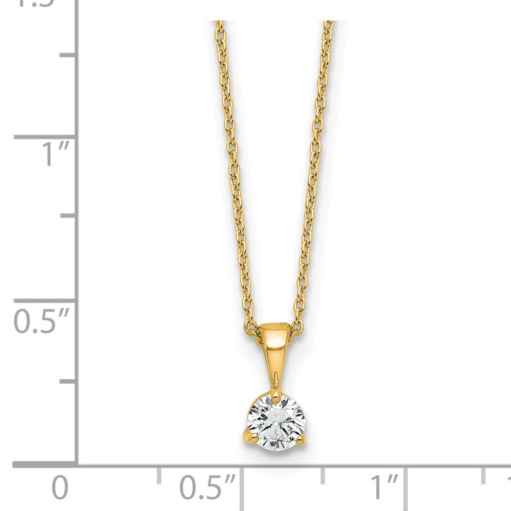 14k Yellow Gold 1/3 Ct. Lab Grown Diamond VS/SI+ G+ Three Prong 18 inch Solitare Pendant Necklace