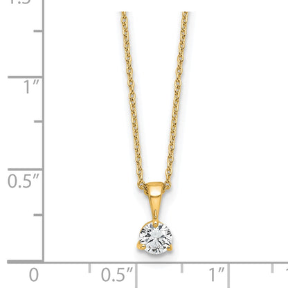 14k Yellow Gold 1/3 Ct. Lab Grown Diamond VS/SI+ G+ Three Prong 18 inch Solitare Pendant Necklace