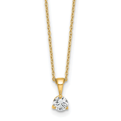 14k Yellow Gold 1/3 Ct. Lab Grown Diamond VS/SI+ G+ Three Prong 18 inch Solitare Pendant Necklace