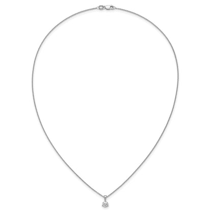 14k White Gold 3/4 Ct. Lab Grown Diamond VS/SI+ G+ Three Prong 18 inch Solitare Pendant Necklace