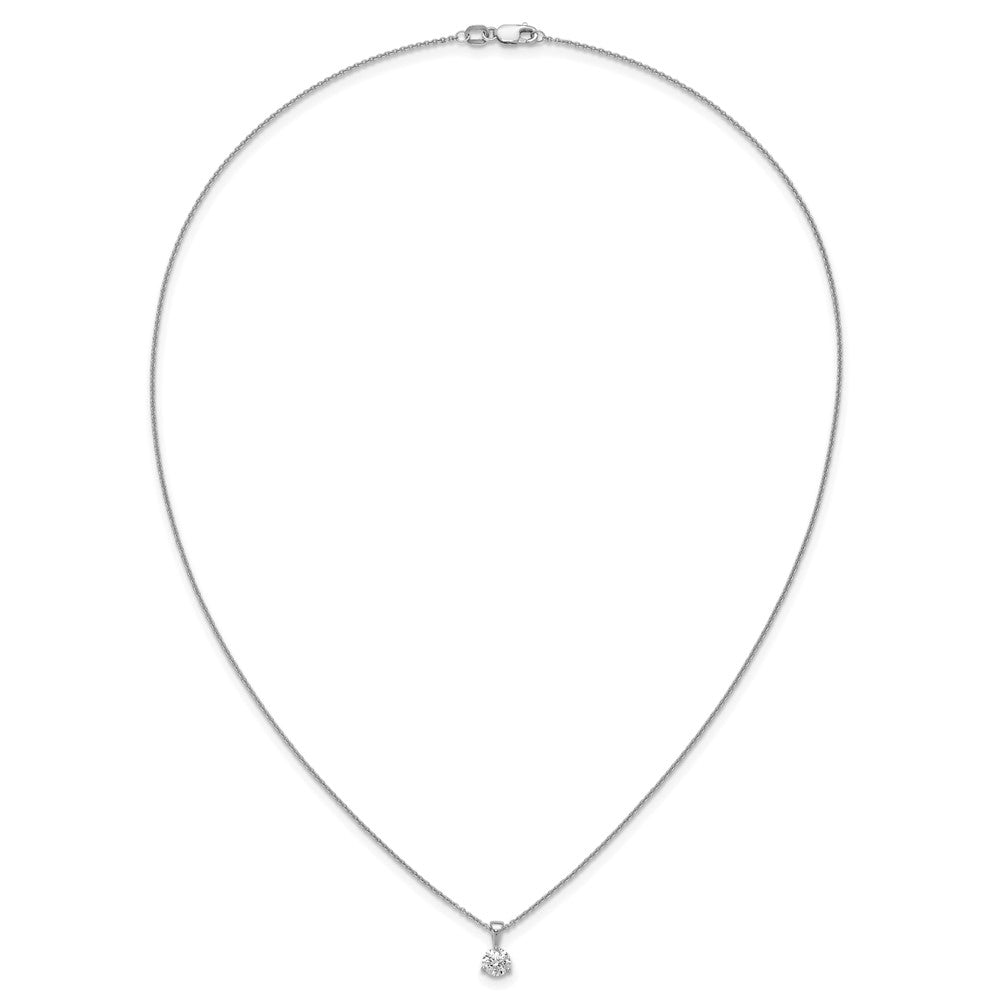 14k White Gold 1/2 Ct. Lab Grown Diamond VS/SI+ G+ Three Prong 18 inch Solitare Pendant Necklace