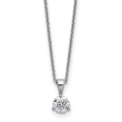 14k White Gold 1/4 Ct. Lab Grown Diamond VS/SI+ G+ Three Prong 18 inch Solitare Pendant Necklace