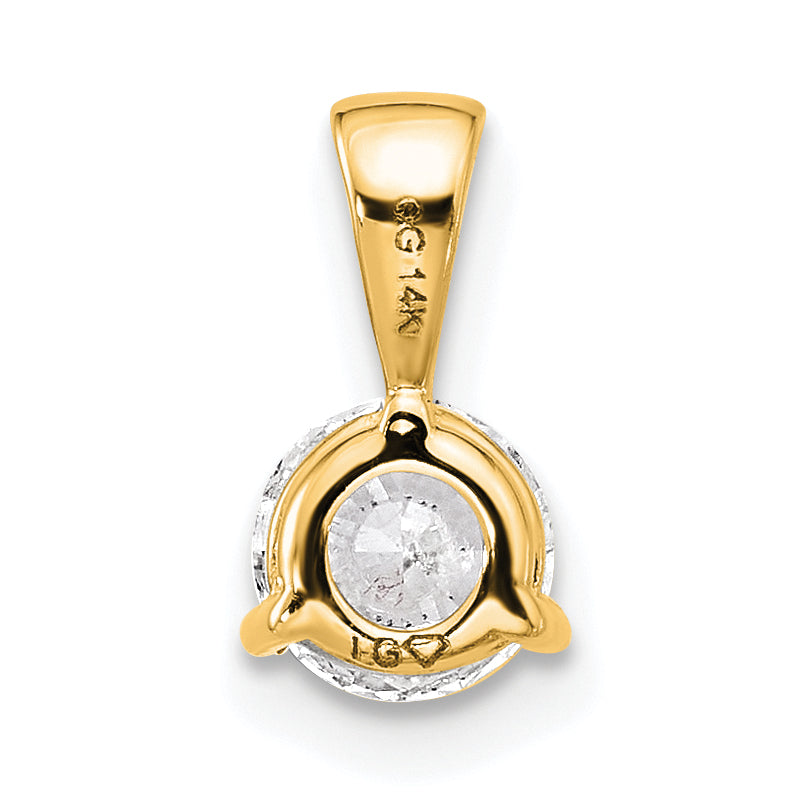 14k Yellow Gold 1/2 Ct. Lab Grown Diamond VS/SI+ G+ Three Prong Solitare Pendant
