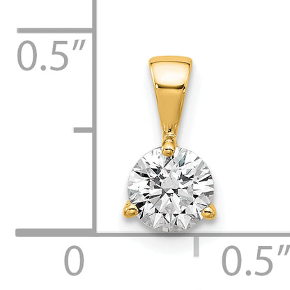 14k Yellow Gold 1/2 Ct. Lab Grown Diamond VS/SI+ G+ Three Prong Solitare Pendant