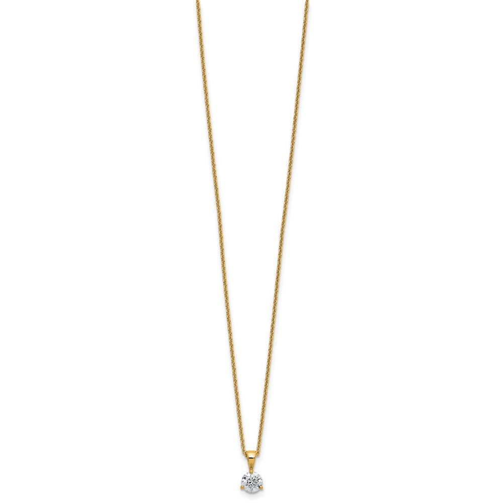 14k Yellow Gold 1/2 Ct. Lab Grown Diamond VS/SI+ G+ Three Prong 18 inch Solitare Pendant Necklace