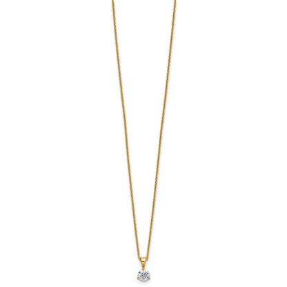 14k Yellow Gold 1/2 Ct. Lab Grown Diamond VS/SI+ G+ Three Prong 18 inch Solitare Pendant Necklace