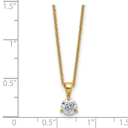 14k Yellow Gold 1/2 Ct. Lab Grown Diamond VS/SI+ G+ Three Prong 18 inch Solitare Pendant Necklace