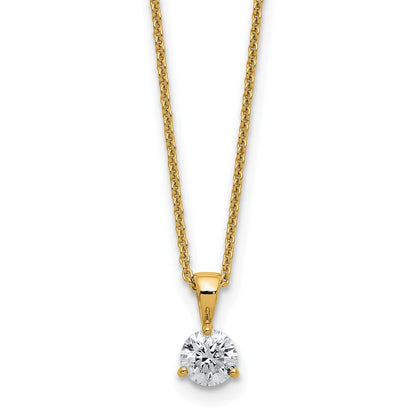 14k Yellow Gold 1/2 Ct. Lab Grown Diamond VS/SI+ G+ Three Prong 18 inch Solitare Pendant Necklace