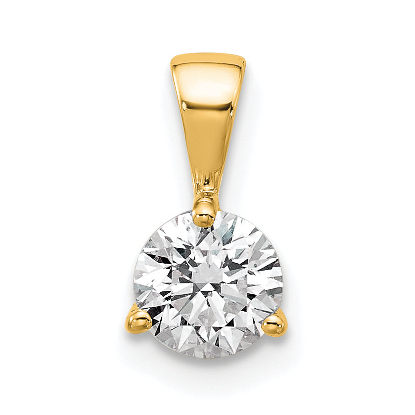 14k Yellow Gold 1/2 Ct. Lab Grown Diamond VS/SI+ G+ Three Prong Solitare Pendant