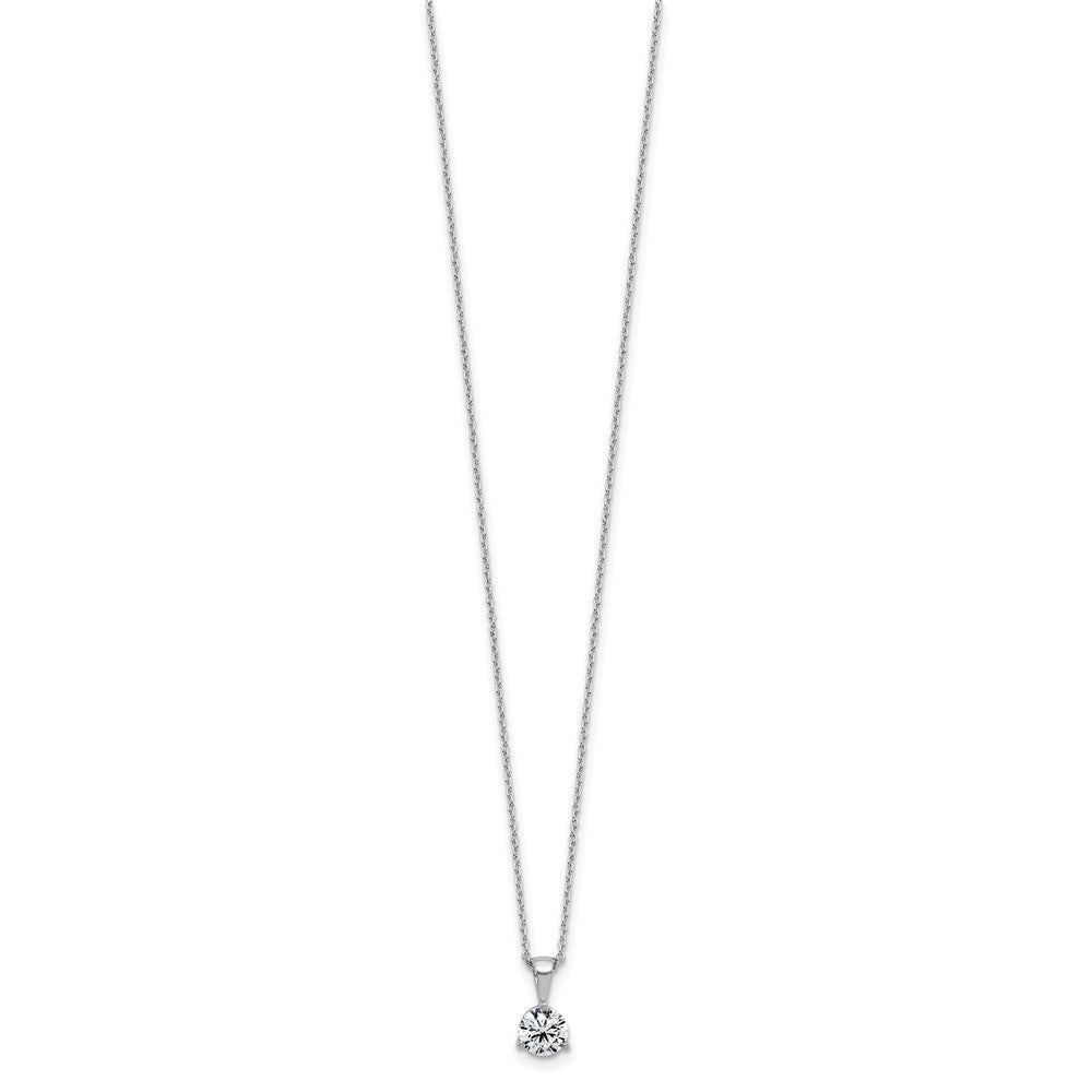 14k White Gold 1 Ct. Lab Grown Diamond VS/SI+ G+ Three Prong 18 inch Solitare Pendant Necklace
