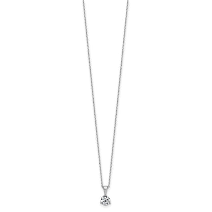 14k White Gold 1 Ct. Lab Grown Diamond VS/SI+ G+ Three Prong 18 inch Solitare Pendant Necklace