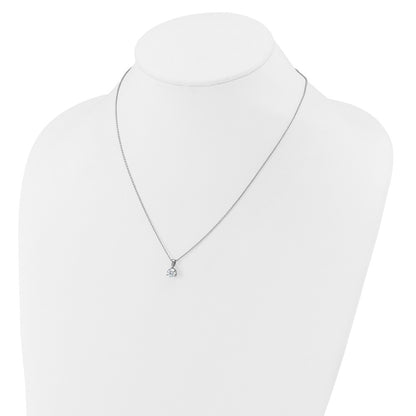 14k White Gold 1 Ct. Lab Grown Diamond VS/SI+ G+ Three Prong 18 inch Solitare Pendant Necklace