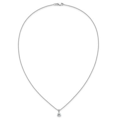 14k White Gold 1 Ct. Lab Grown Diamond VS/SI+ G+ Three Prong 18 inch Solitare Pendant Necklace