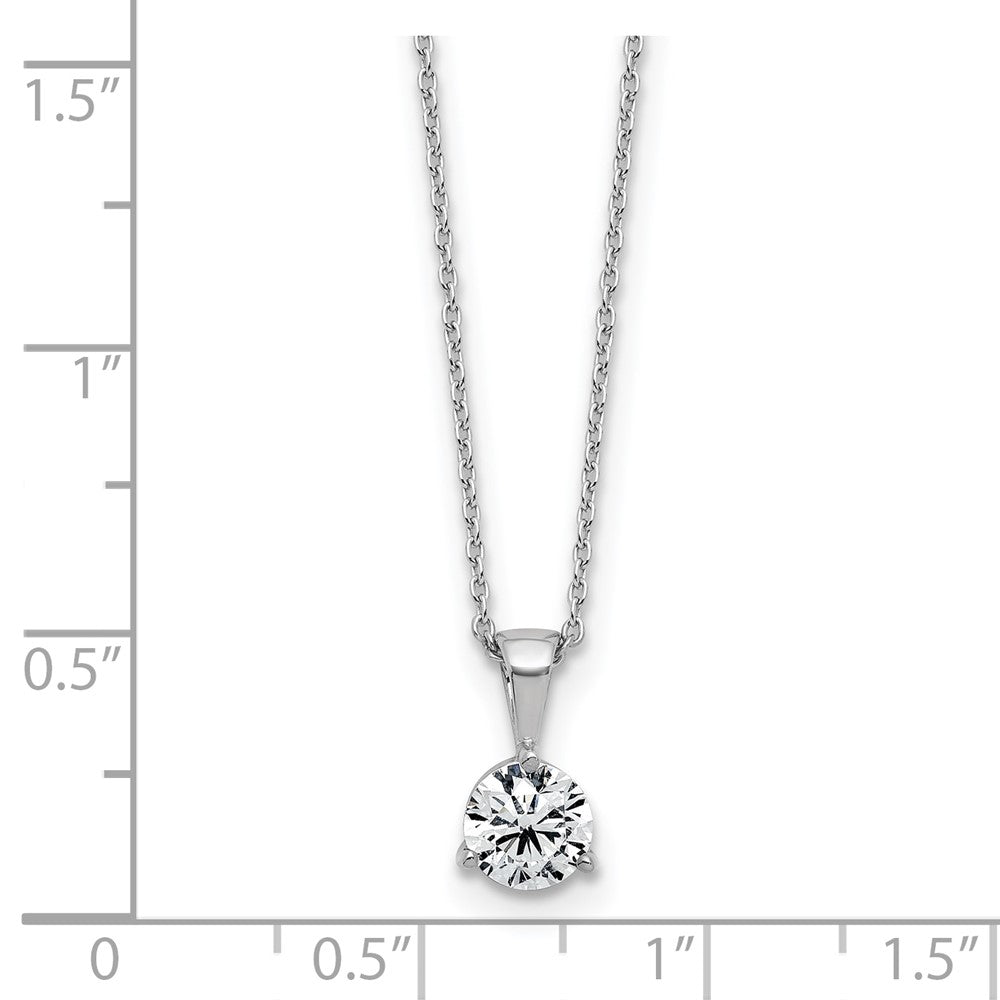 14k White Gold 1 Ct. Lab Grown Diamond VS/SI+ G+ Three Prong 18 inch Solitare Pendant Necklace