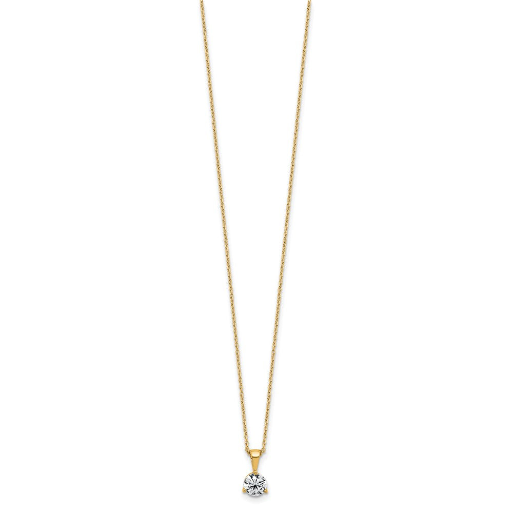 14k Yellow Gold 1 Ct. Lab Grown Diamond VS/SI+ G+ Three Prong 18 inch Solitare Pendant Necklace
