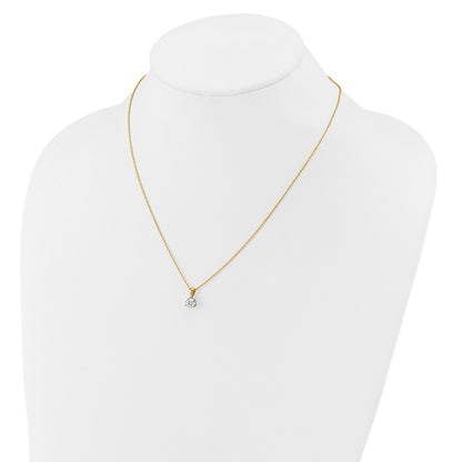 14k Yellow Gold 1 Ct. Lab Grown Diamond VS/SI+ G+ Three Prong 18 inch Solitare Pendant Necklace