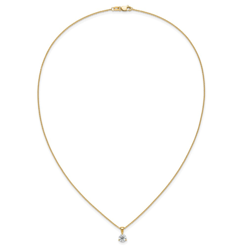 14k Yellow Gold 1 Ct. Lab Grown Diamond VS/SI+ G+ Three Prong 18 inch Solitare Pendant Necklace