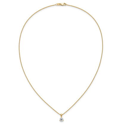 14k Yellow Gold 1 Ct. Lab Grown Diamond VS/SI+ G+ Three Prong 18 inch Solitare Pendant Necklace