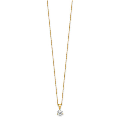 14k Yellow Gold 7/8 Ct. Lab Grown Diamond VS/SI+ G+ Three Prong 18 inch Solitare Pendant Necklace