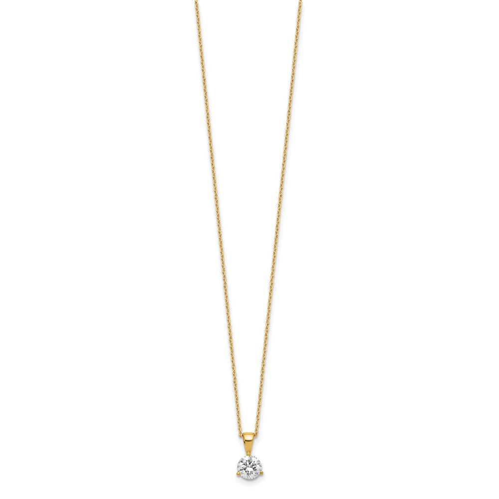 14k Yellow Gold 7/8 Ct. Lab Grown Diamond VS/SI+ G+ Three Prong 18 inch Solitare Pendant Necklace
