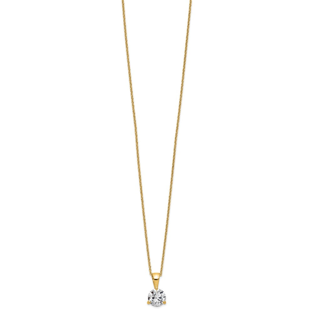 14k Yellow Gold 3/4 Ct. Lab Grown Diamond VS/SI+ G+ Three Prong 18 inch Solitare Pendant Necklace