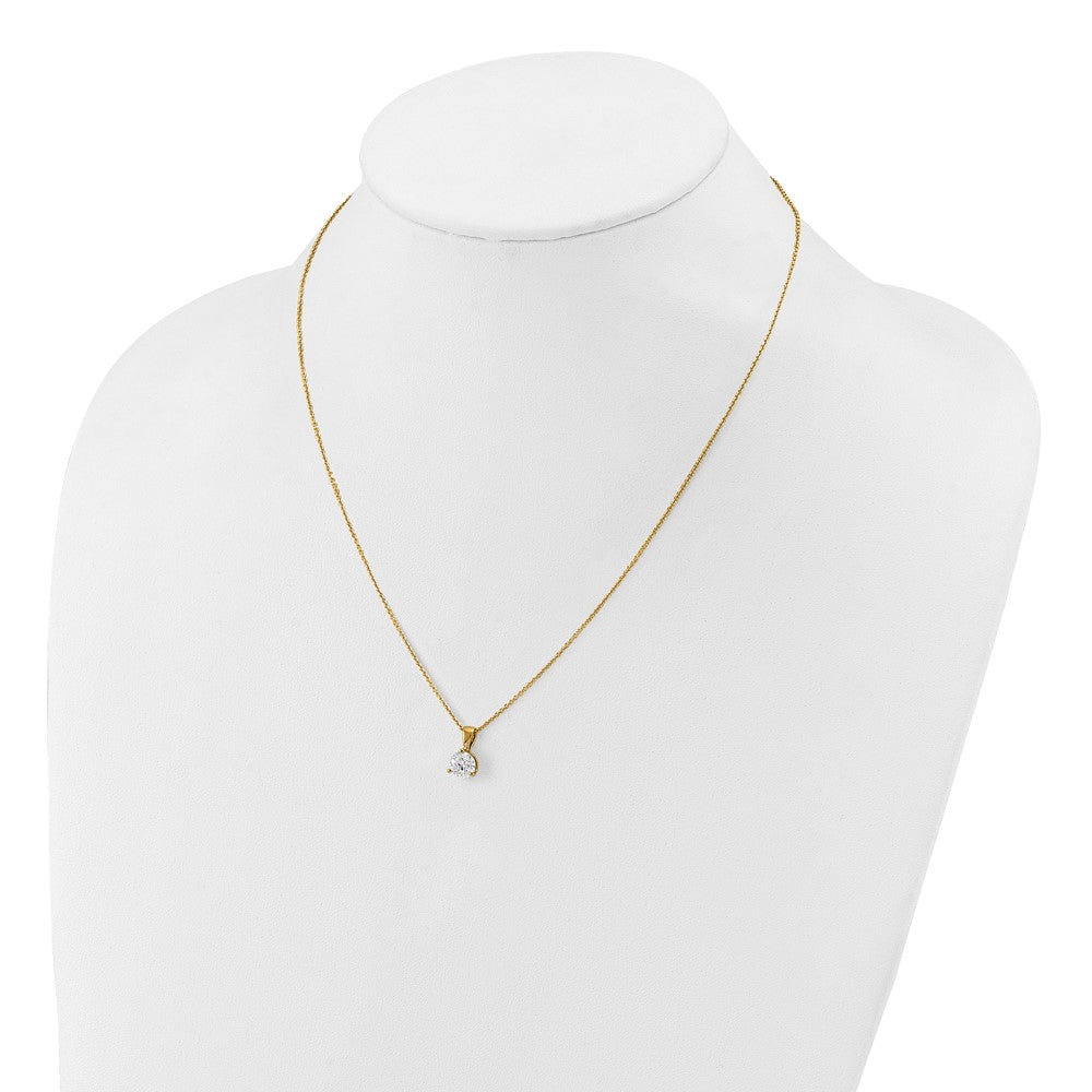 14k Yellow Gold 3/4 Ct. Lab Grown Diamond VS/SI+ G+ Three Prong 18 inch Solitare Pendant Necklace