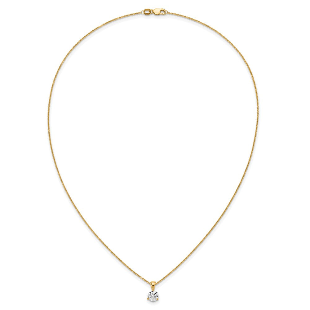 14k Yellow Gold 3/4 Ct. Lab Grown Diamond VS/SI+ G+ Three Prong 18 inch Solitare Pendant Necklace