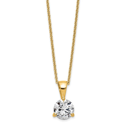14k Yellow Gold 3/4 Ct. Lab Grown Diamond VS/SI+ G+ Three Prong 18 inch Solitare Pendant Necklace