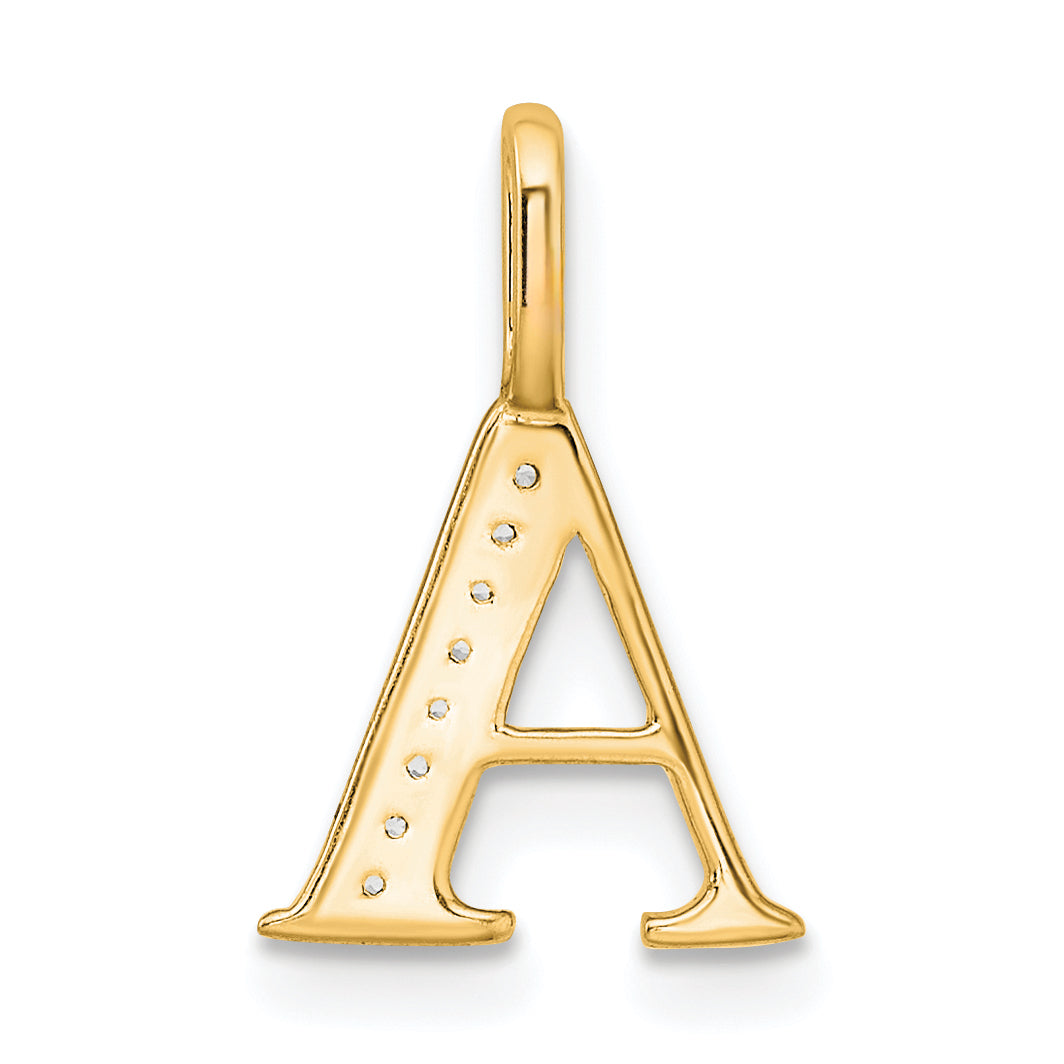 10K Yellow Gold 10K Diamond Letter A Initial Pendant