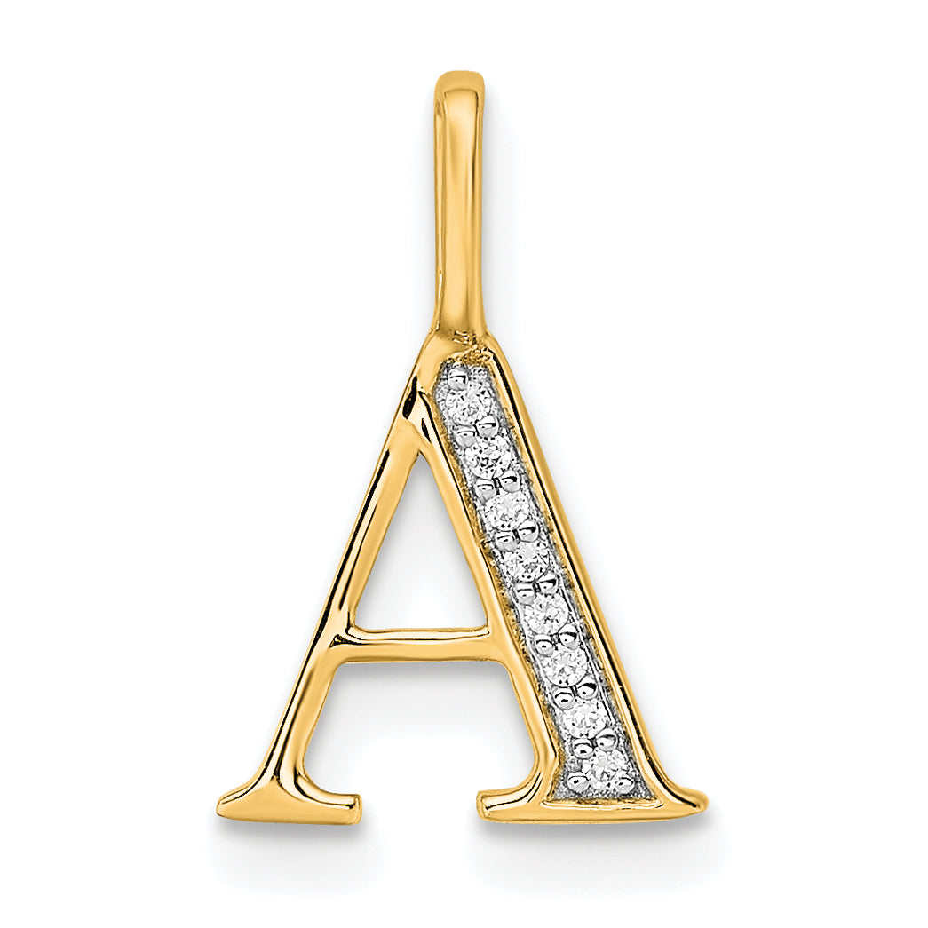 10K Yellow Gold 10K Diamond Letter A Initial Pendant