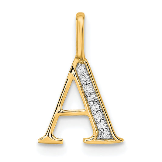 10K Yellow Gold 10K Diamond Letter A Initial Pendant
