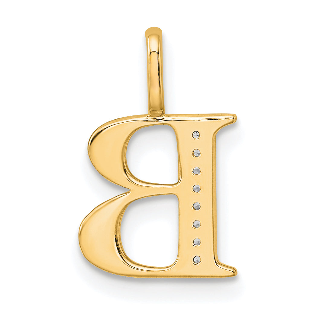 10K Yellow Gold 10K Diamond Letter B Initial Pendant
