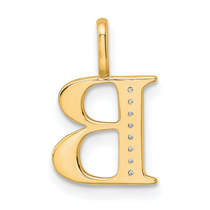 10K Yellow Gold 10K Diamond Letter B Initial Pendant