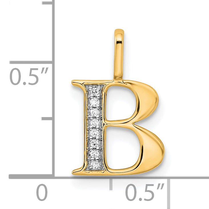 10K Yellow Gold 10K Diamond Letter B Initial Pendant