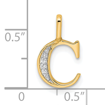 10K Yellow Gold 10K Diamond Letter C Initial Pendant