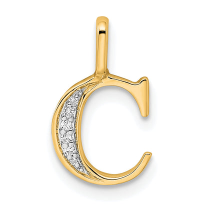 10K Yellow Gold 10K Diamond Letter C Initial Pendant