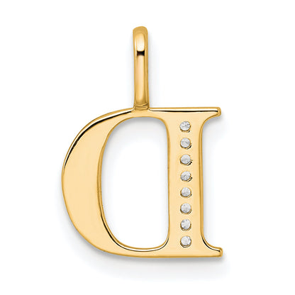 10K Yellow Gold 10K Diamond Letter D Initial Pendant