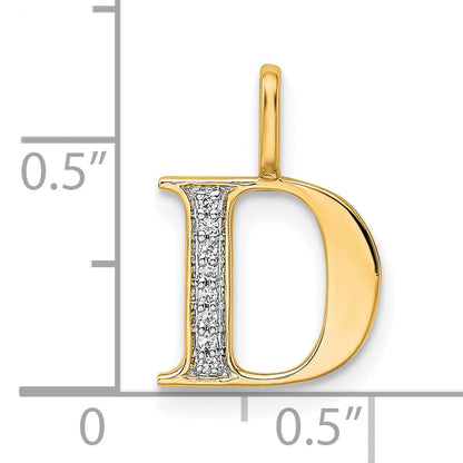 10K Yellow Gold 10K Diamond Letter D Initial Pendant