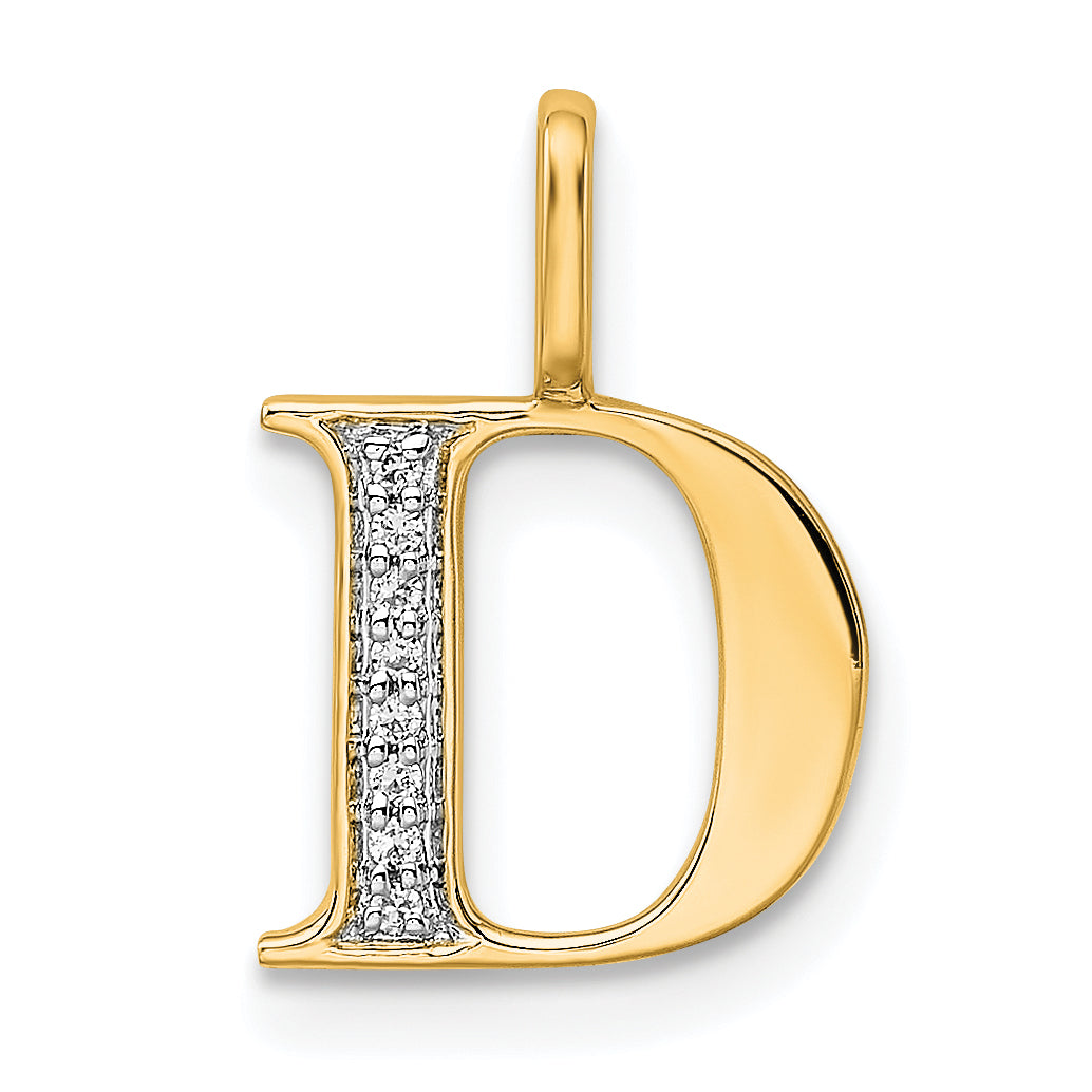 10K Yellow Gold 10K Diamond Letter D Initial Pendant