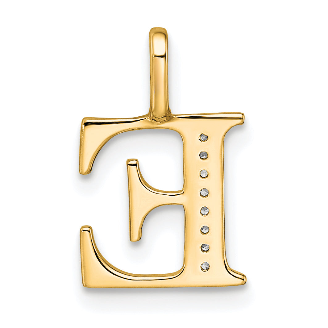 10K Yellow Gold 10K Diamond Letter E Initial Pendant