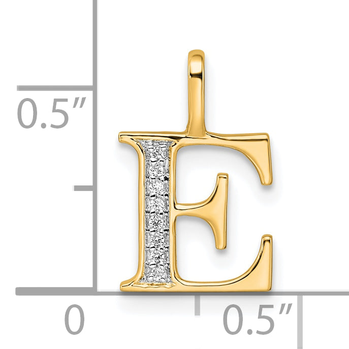 10K Yellow Gold 10K Diamond Letter E Initial Pendant