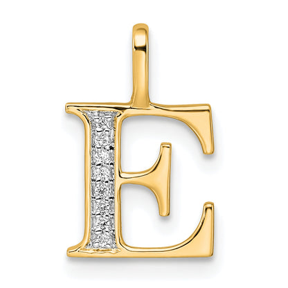 10K Yellow Gold 10K Diamond Letter E Initial Pendant