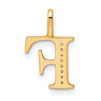 10K Yellow Gold 10K Diamond Letter F Initial Pendant