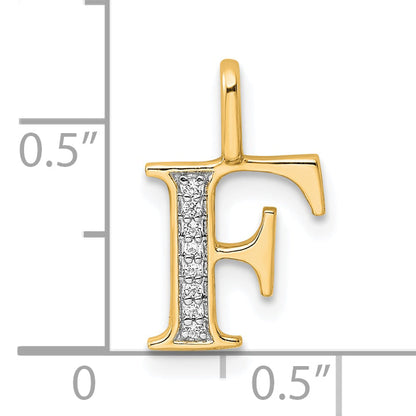 10K Yellow Gold 10K Diamond Letter F Initial Pendant