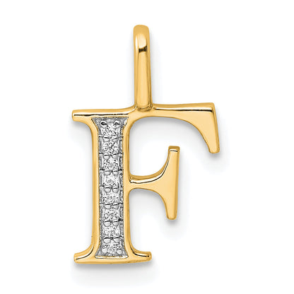 10K Yellow Gold 10K Diamond Letter F Initial Pendant
